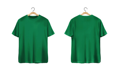 Green t-Shirt Back And Front with hanger