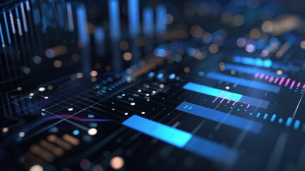 Futuristic interface displaying complex data visualizations