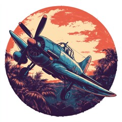Naklejka premium fighter airplane circle By Generated AI