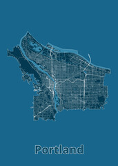 Portland, Maine, USA artistic blueprint map poster