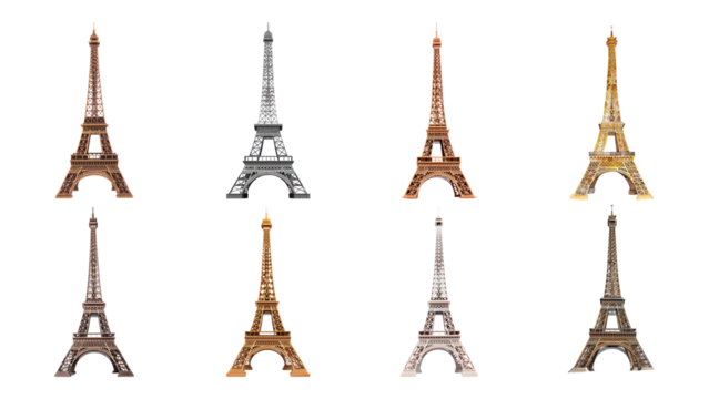 PNG Eiffel Tower design element set, transparent background