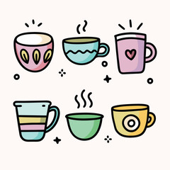 Cup of tea or coffee set isolated on white background. 