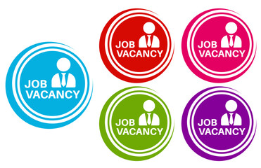 set trendy colorful job vacancy labels icon. hiring sign social media template design vector illustration