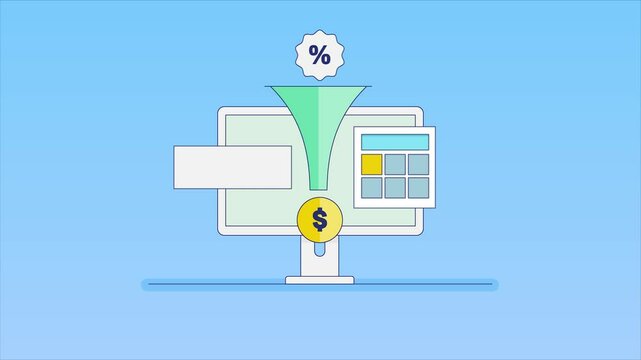 Cost per lead concept, CPC, Conversion optimization, Sales Funnel online, Website funnel optimization. Animation video clip.