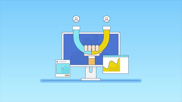 Business attracting new customers online, Inbound marketing concept, Digital advertising campaign engaging audience. Animation video clip.