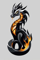 Black and Gold Dragon with Flames