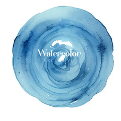 Hand painted colorful watercolor texture, Abstract wash, circle round shapes, Blue Watercolor circle