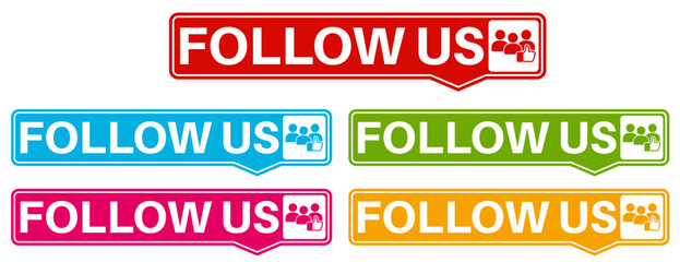 set vector follow us banner label design template illustration
