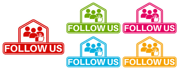 Fototapeta premium vector set follow us icon. join social media followers sign labels sticker design illustration