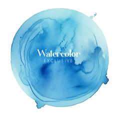 Hand painted colorful watercolor texture, Abstract wash, circle round shapes, Blue Watercolor circle