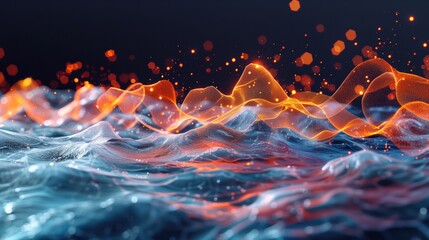 An abstract graphic showing the dual processes of OER and ORR on manganese oxides, with emphasis on the catalytic cycle and intermediate states