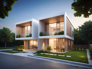 3d rendering of a duplex building