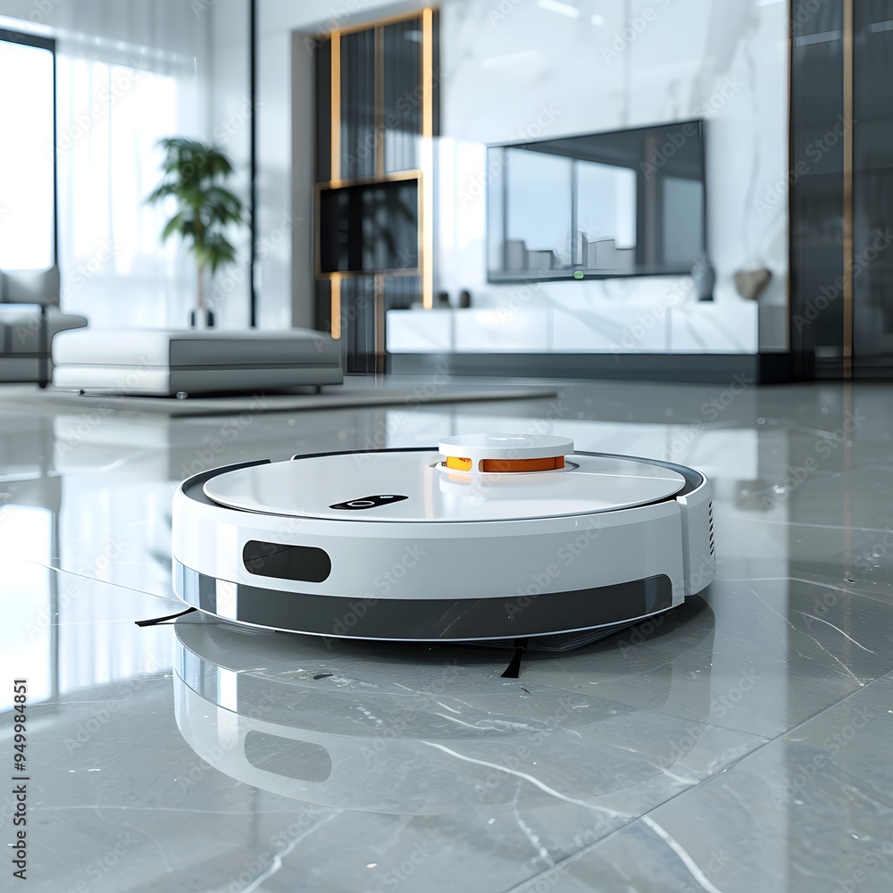 Poster multifunctional robot cleaning minimalist home with spotless floors and efficient design