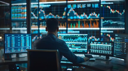 Advanced Analyzing Financial Data for Fraud Detection Intricate Graphs and Charts on Multiple Screens Fraud Detection Concept