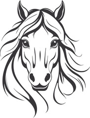 horse head silhouette vector longue mane