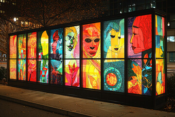 A public art installation using illustrations to raise awareness about social justice issues. 