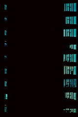 Silhouette of an office building with a blue evening sky shining through the windows