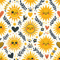seamless pattern with sunflowers