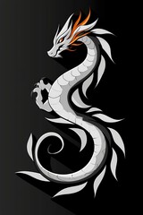 White Dragon with Orange Spines Illustration