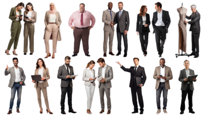 PNG diverse business people design element set, transparent background