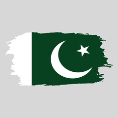 Brush painted national emblem of Pakistan country on white background