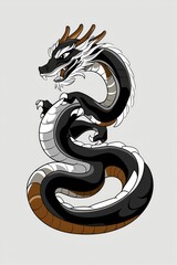 Black and White Chinese Dragon Illustration