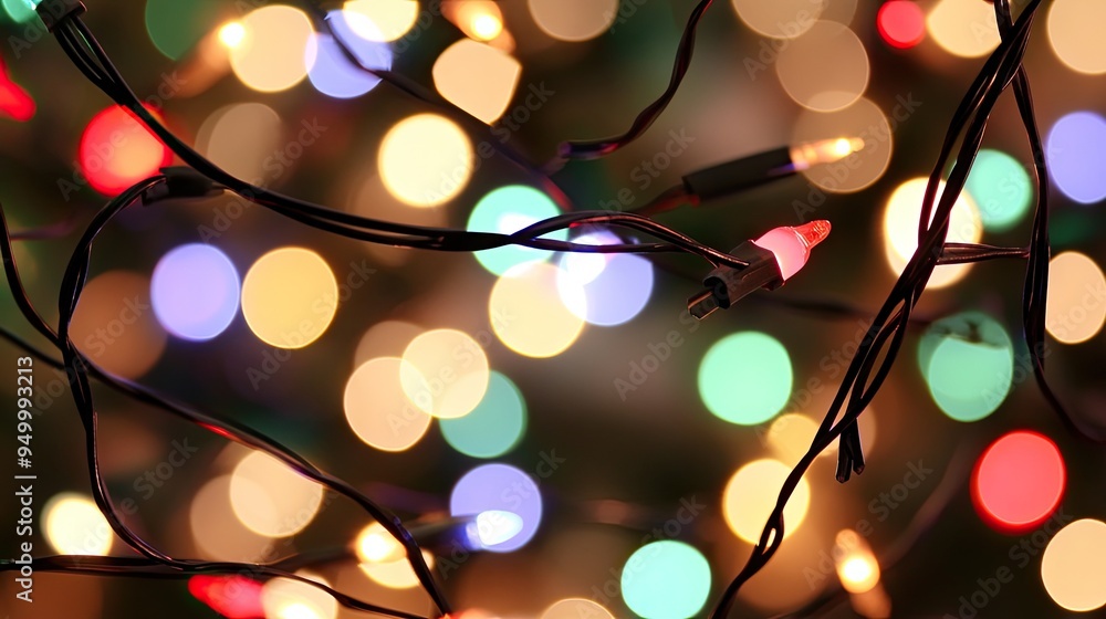 Poster enchanting christmas lights illuminate a tree, creating a magical atmosphere with soft bokeh effects