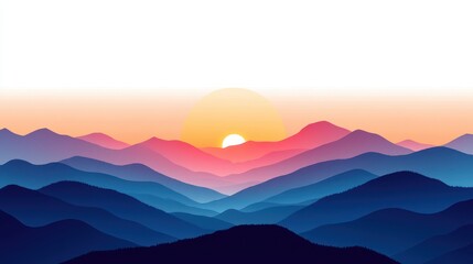 Obraz premium Breathtaking sunset over layered mountains, showcasing vibrant colors and natural beauty, perfect for travel and landscape themes.