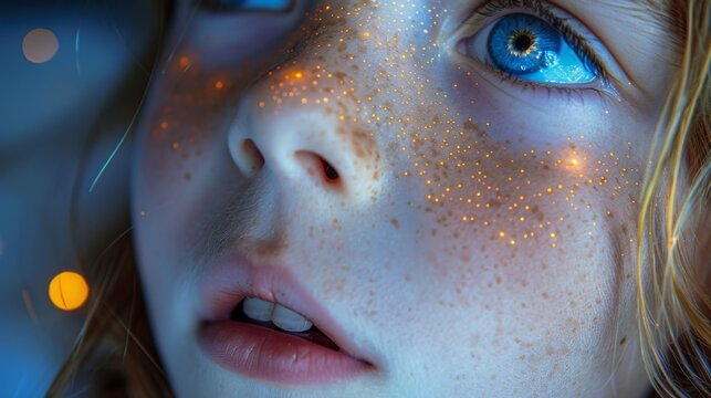 Halloween, the spookiest day of the year. A close-up shot of a child's eyes wide with wonder as they listen to a Halloween tale, their imagination ignited by the spooky narrative.