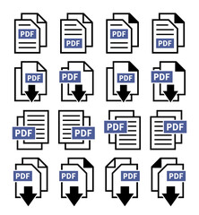 zestaw ikon pobierania plików PDF