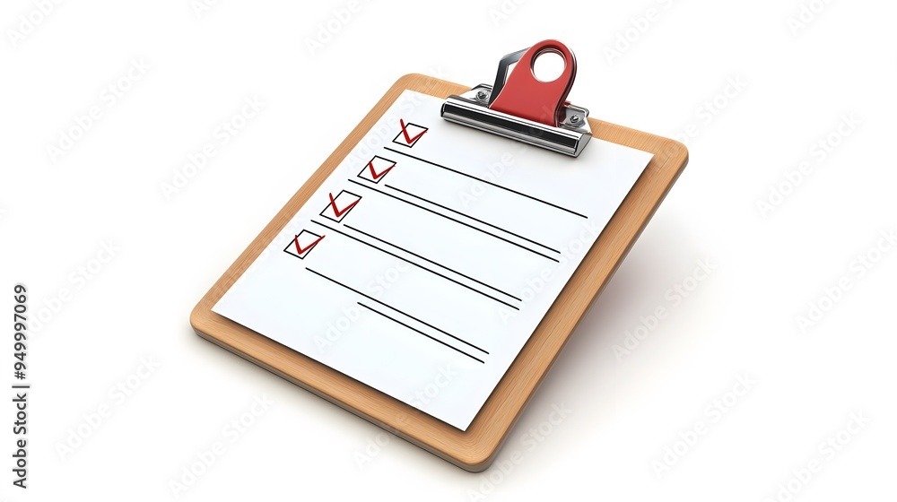 Poster 3d clipboard, checklist symbol. assignment target icon. project task management and effective time p