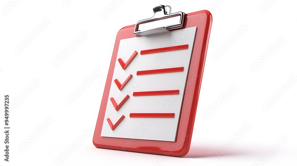 Poster 3d clipboard, checklist symbol. assignment target icon. project task management and effective time p