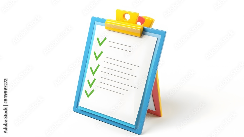 Aufkleber 3d clipboard, checklist symbol. assignment target icon. project task management and effective time p