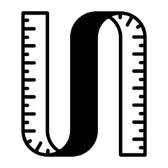 flexible measuring tape concept, ruler marked in centimeters and inches vector icon design, Bespoke tailoring symbol, Made-to-measure clothing sign,Sew and Tailor materials stock illustration