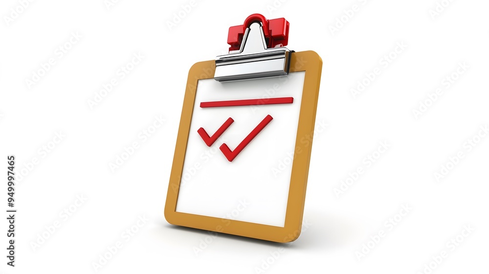 Poster 3d clipboard, checklist symbol. assignment target icon. project task management and effective time p