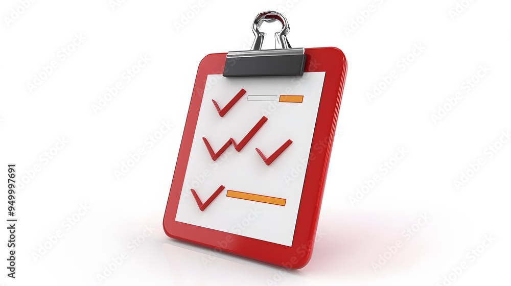 Poster 3d clipboard, checklist symbol. assignment target icon. project task management and effective time p