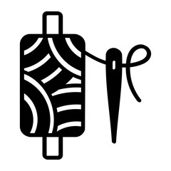 Quilt Sewing Needle and Thread Spool concept, Cotton Crafting  Tools vector icon design, Bespoke tailoring symbol, Made-to-measure clothing sign,Sew and Tailor materials stock illustration