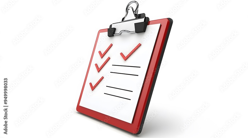 Poster 3d clipboard, checklist symbol. assignment target icon. project task management and effective time p
