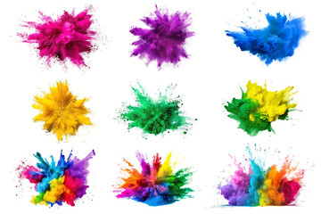 PNG vibrant powder explosion design element set, transparent background