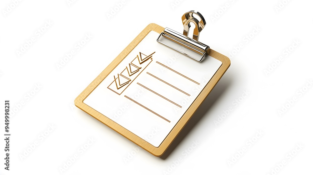 Poster 3d clipboard, checklist symbol. assignment target icon. project task management and effective time p