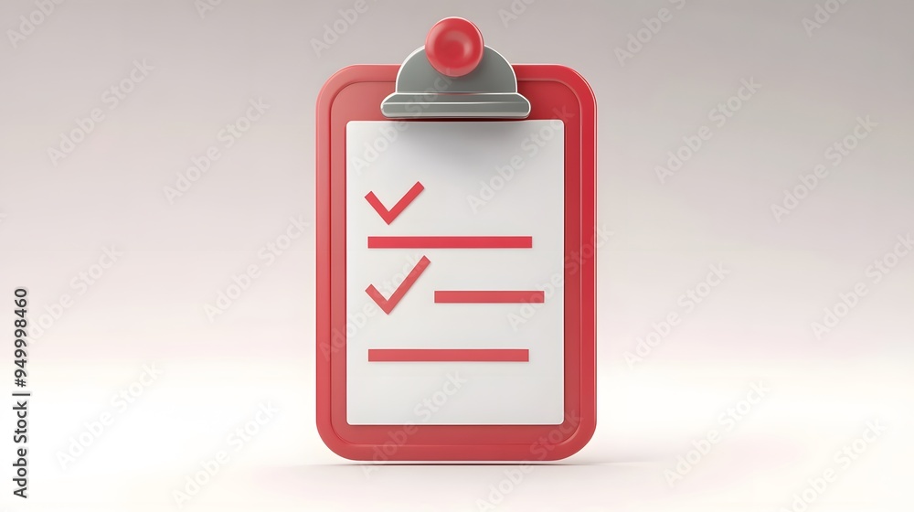 Poster 3d clipboard, checklist symbol. assignment target icon. project task management and effective time p