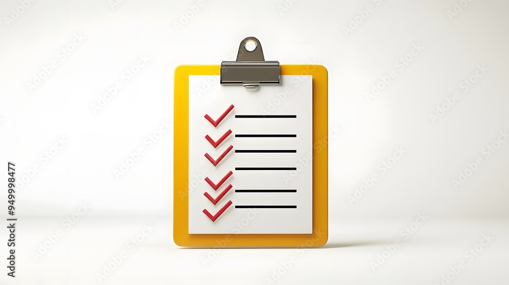 Poster 3d clipboard, checklist symbol. assignment target icon. project task management and effective time p