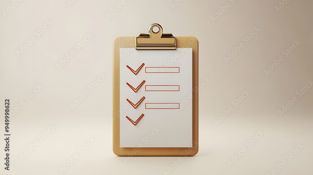 Poster 3d clipboard, checklist symbol. assignment target icon. project task management and effective time p