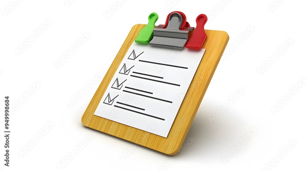 Poster 3d clipboard, checklist symbol. assignment target icon. project task management and effective time p