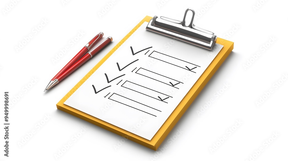 Poster 3d clipboard, checklist symbol. assignment target icon. project task management and effective time p