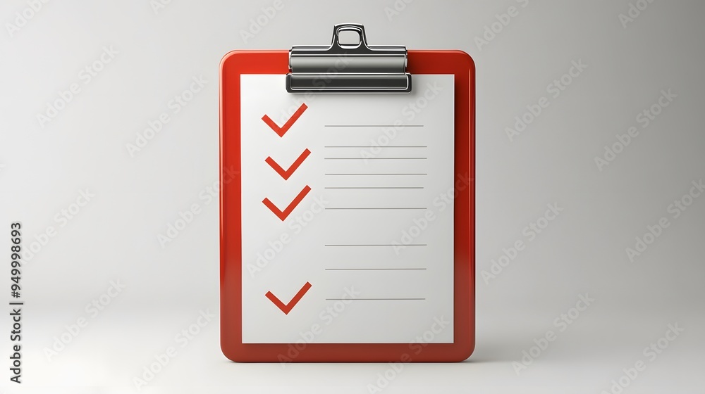 Poster 3d clipboard, checklist symbol. assignment target icon. project task management and effective time p