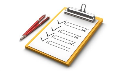 3d Clipboard, checklist symbol. Assignment target icon. Project task management and effective time planning tools. 3d rendering. Vector illustration, white background