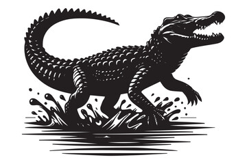 Crocodile silhouette vector illustration