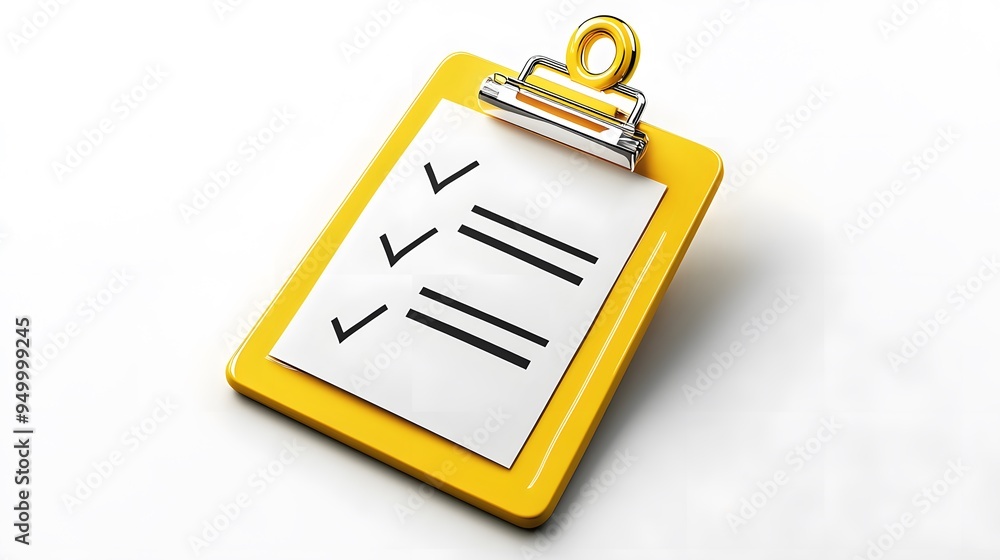 Poster 3d clipboard, checklist symbol. assignment target icon. project task management and effective time p