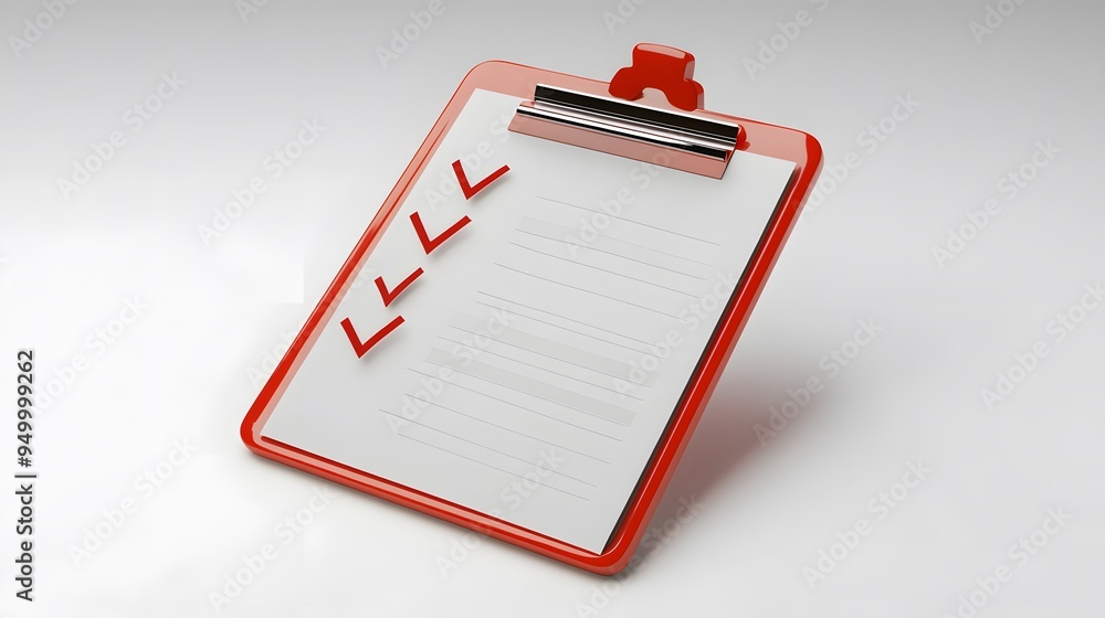 Poster 3d clipboard, checklist symbol. assignment target icon. project task management and effective time p